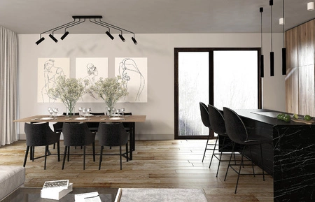 EYE SUPER 6505 Nowodvorski Deckenleuchte Schwarz 5xGU10 Kronleuchter Beweglicher Rohrschirm Moderner Stahl