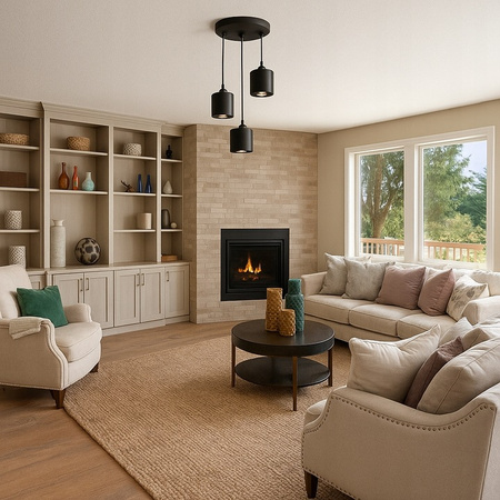 Masterled Deckenleuchte 3x E27 Rund Schwarz Elza Pendelleuchte