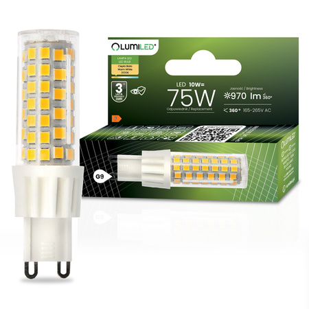 LED Kapseln G9, LED-Lampe 10W = 75W 970lm 360° 3000K warm LUMILED