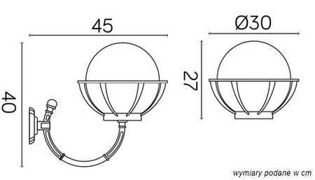 Außengarten-Fassadenlampe LED-WANDLAMPE Kugeln mit Korb 250 K 3012/1/KPO 250 E27 Su-Ma