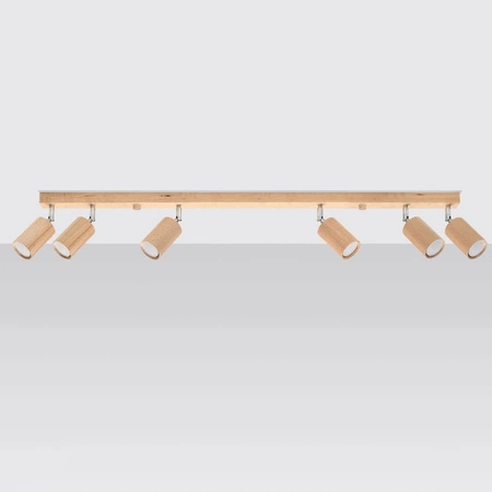 Deckenleuchte BERG 6xGU10 Reflektor Halogenleuchte Beweglich 120cm Naturholz SOLLUX