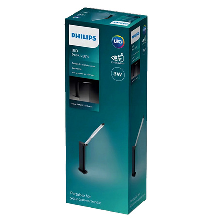 Schreibtischlampe LED AMBER 5W 4000K Dimmbar USB Schwarz PHILIPS