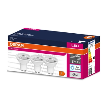 3PAK LED-Glühbirne GU10 6.9W = 50W 575lm 6500K Cold 120° OSRAM Value