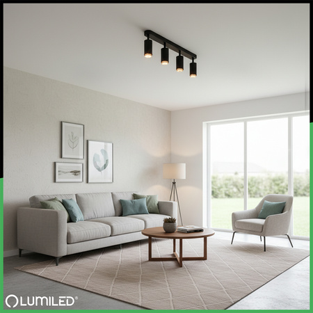 Reflektor-Deckenleuchte 4x GU10 ELIGIS Schwarz LUMILED