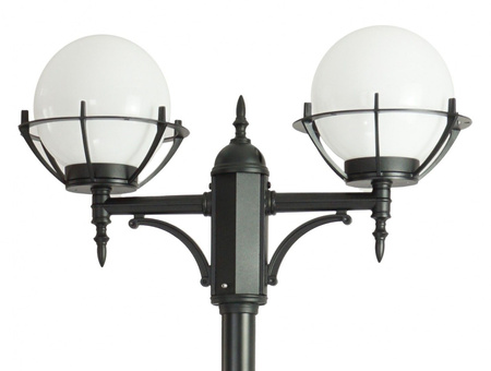 Outdoor-Gartenlampenmast LATERNE E27 Kugeln mit Korb 200 OGMWN 2 KPO 180-280cm schwarz Su-Ma