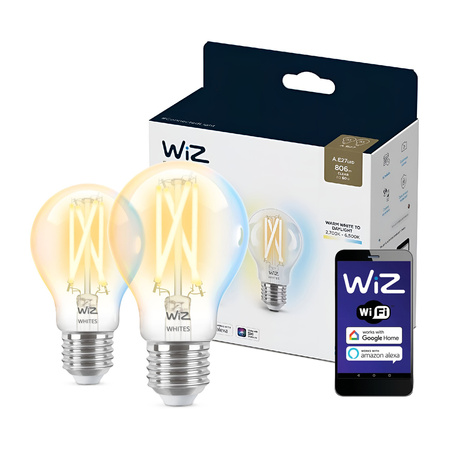 2x LED-Lampe E27 A60 7W = 60W 2700-6500K FILAMENT SMART WiFi WiZ