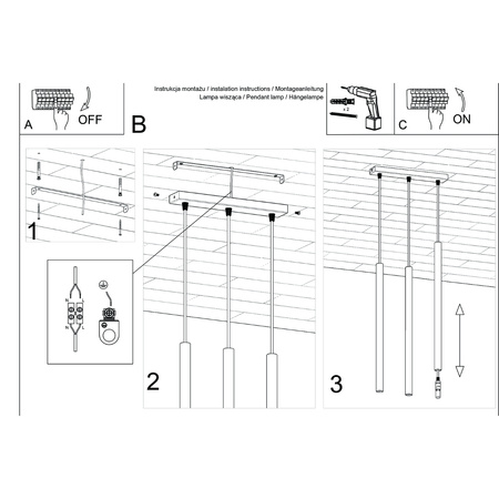 Decke Hängelampe Tuba Spot 3x G9 Ocker Rot Pastelo Ozean Grün SL.1526 Sollux