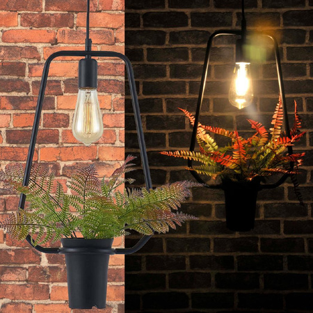 IL MIO SOREN dekorative Pendel-Deckenleuchte Schwarz E27 mit Blume GOLDLUX (Polux)