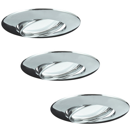 Set aus 3x beweglicher Halogenlampe GOLDLUX (Polux), rund, Chrom + GU10 3,5W LED Lampen