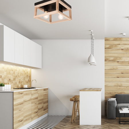 VILLY Deckenleuchte 2xE27 Schwarz aus Holz LM - 2.175 Lamkur