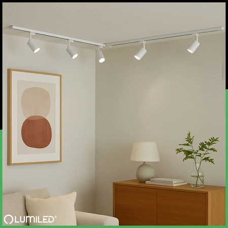 2m Stromschiene + 6x Schienenstrahler GU10 Weiß-Gold SAGI LUMILED