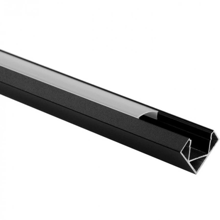 Aluminiumprofil für LED Black Corner 2m mit Milky Dome und Ecolight Endkappen
