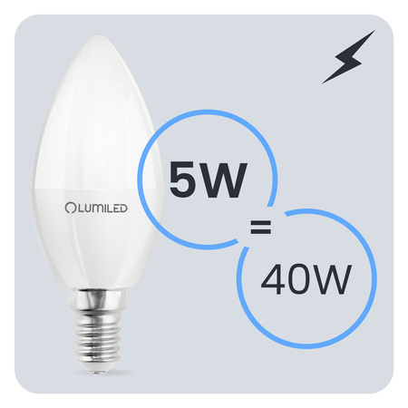 6x LED Lampen E14, Kerzenform Lampe B35 5W = 40W 470lm 180° 3000K warm LUMILED