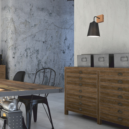 Wandleuchte LULA E27 Schwarz Eiche KM-1.200 Lamkur