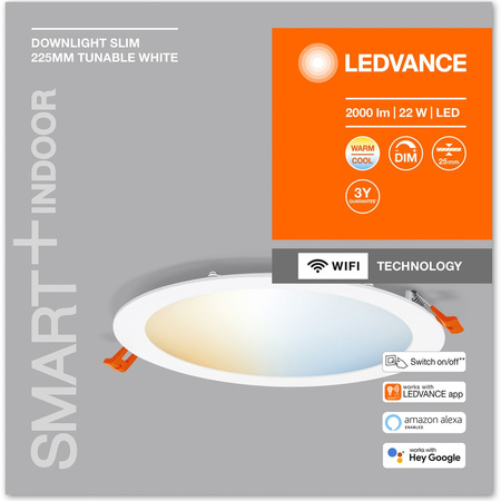 LED-DOWNLIGHT 22W 2000lm CCT 22,5cm SMART+ WIFI LEDVANCE Einbau-Panel-Leuchte