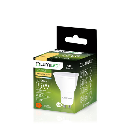 10x LED Lampen GU10, Glühbirne 1.5W = 15W 135lm 120° 3000K warm LUMILED