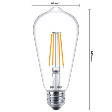 LED Edison E27 ST64 Glühbirne 7W = 60W 806lm 2700K Warm Filament PHILIPS