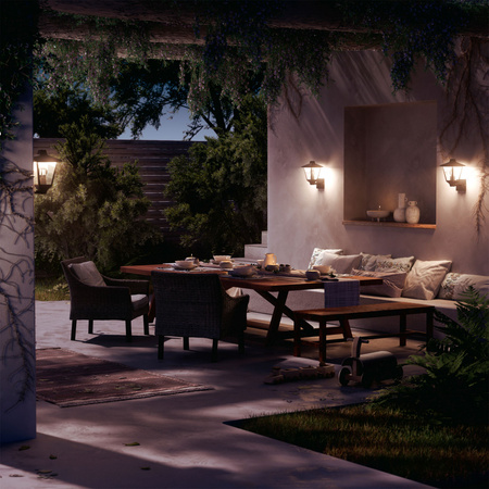 Garten-Wandleuchte Outdoor Laterne E27 IP44 Schwarz Kinno Philips