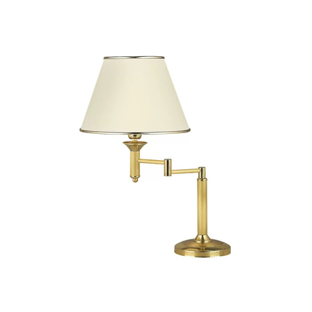 KLASSISCHE E27-Tischlampe am Nachttisch gebrochener 56 cm-Lampenschirm klassischer Ecru-Gold-Jupiter