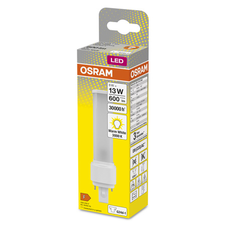 Einseitige G24d-1 6W = 13W 600lm 3000K Warm 120° DULUX LED D EM & AC Osram Leuchtstofflampe