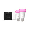 2x LED-Glühbirne E27 A60 8.1W = 75W 1100lm CCT + RGB SMART Smart Bluetooth ZigBee White und Color Ambiance + Bridge PRO Bridge + Philips HUE Remote Controller