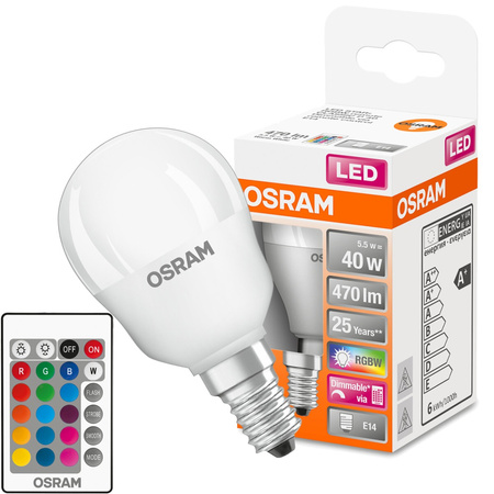 LED-Lampe E14 P45 5,5W = 40W 470lm RGBW 200° OSRAM Star + Pilot