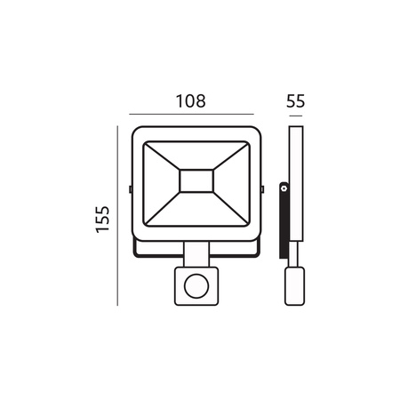 LED-Flutlicht 10W 800lm 3000K IP44 Schwarz mit Bewegungssensor LED2B KOBI MHC