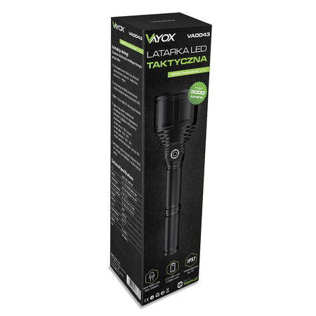 Taktische wiederaufladbare militärische LED-Taschenlampe Handheld USB XHP9090 3000lm lang Pro VA0043 Vayox