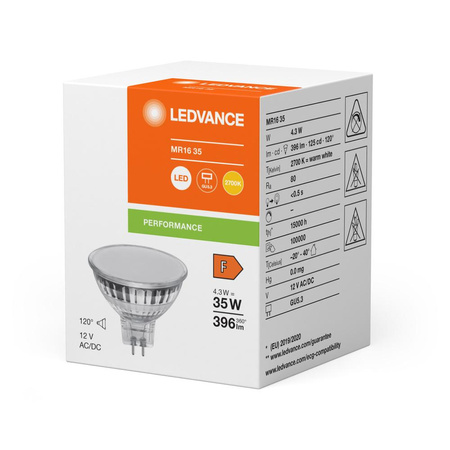 LED-Reflektorlampe GU5.3 MR16 4.3W = 35W 396lm 2700K Warm 120° 12V Ledvance