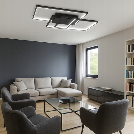 LED Kronleuchter Deckenleuchte 90W CCT GALAXIS VELA Schwarz + Fernbedienung