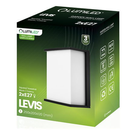 Wandleuchte Außen 2x E27, Garten-Wandleuchte rechteckig LEVIS LUMILED