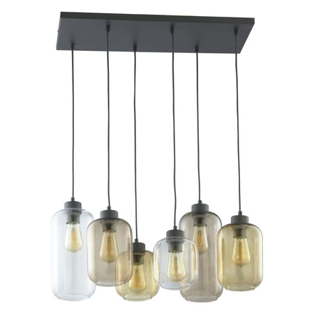 MARCO BROWN Glas+Metall Schwarz/Braun Loft Hängeleuchte 6xE27 3176 TK Lighting