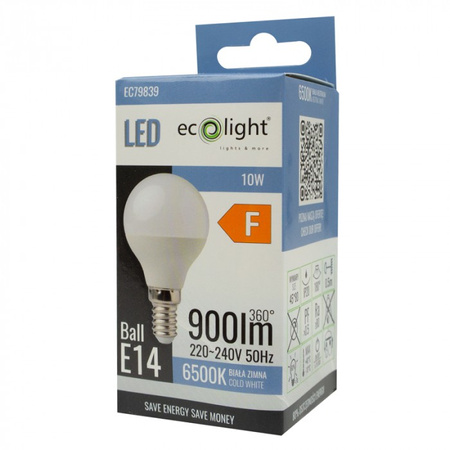 LED-Glühbirne P45 E14 10W 900lm 6500K Cold Ecolight