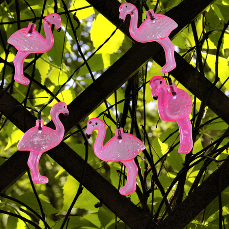 DEKORATIVER Garten SOLARGIRLANDE 10 rosa Flamingos 6500K GOLDLUX (Polux)