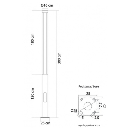 Außenleuchte LED Laterne Gartenpfosten FAN MAX 300cm 44W 4000K IP65 Su-Ma