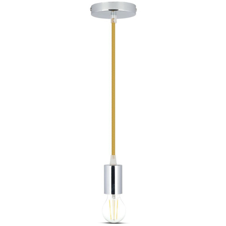 Pendelleuchte E27 Chrom Schirm mit beige Kabel VT-7338 V-TAC