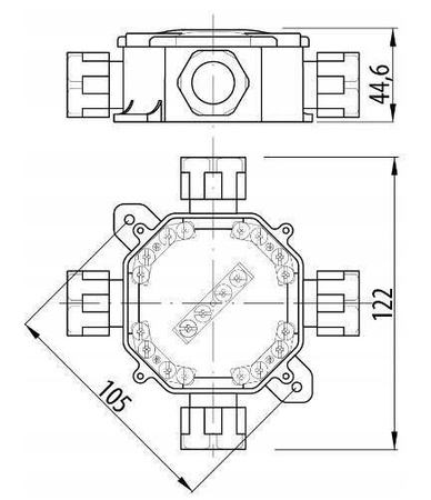 Aufputzmontierter hermetischer Installationskasten PG16 75x75x33mm Splitter mit Drosseln Grau PAWBOL