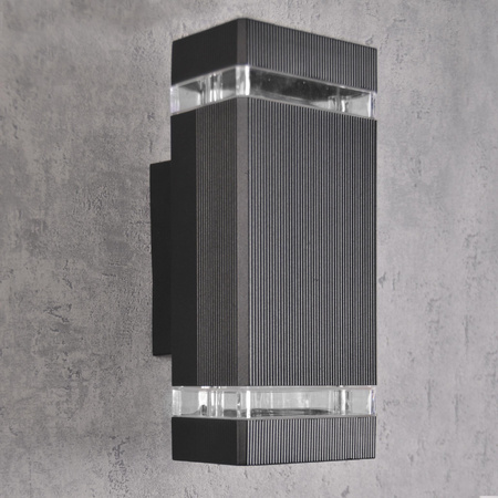 Auf- und absteigende Gartenwandleuchte Gilbert 2xGU10 Y218 Ip44 GOLDLUX (Polux) schwarz