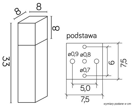 Außenstehende Gartenleuchte POST Cube CB-330 BL E27 33cm Su-Ma