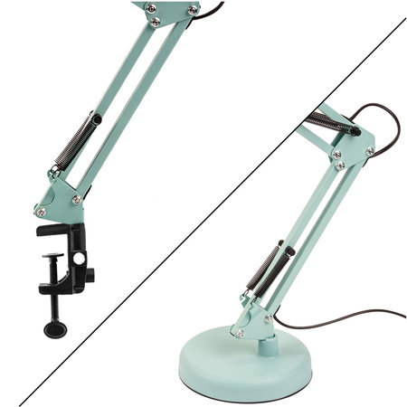 Schreibtisch Zeichnung Tischlampe E27 TOBI Pastellblau Lumiled + Countertop Halterung