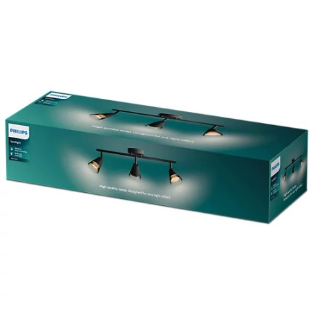 Reflektor-Deckenleuchte Aufbauleuchte 3x GU10 Schwarz Cleft Philips