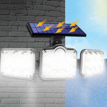 Solar-Flutlichtlampe 138x LED 10W 480lm Kalt IP65 Bewegungssensor + Fernbedienung