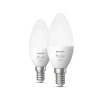 2PAK LED-Lampe Kerze E14 B39 5.5W 2700K Warm PHILIPS HUE Weiß Bluetooth Zigbee