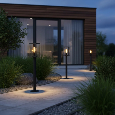 Malmo Stehende Gartenlampe 68 cm Mast für LED E27 Graphit – GOLDLUX (Polux) 68 cm