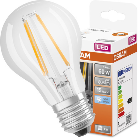 E27 A60 LED Lampe 6,5 W = 60 W, 806 lm, 4000 K, neutral, 300° OSRAM STAR-Filament