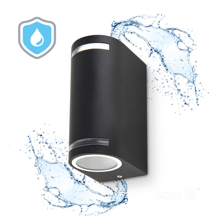 Garten Außenwandleuchte 2x GU10 IP44 Schwarz Quazar Kobi