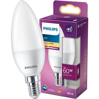 LED Lampen E14 B35 7W = 60W 806lm 2700K Warm PHILIPS