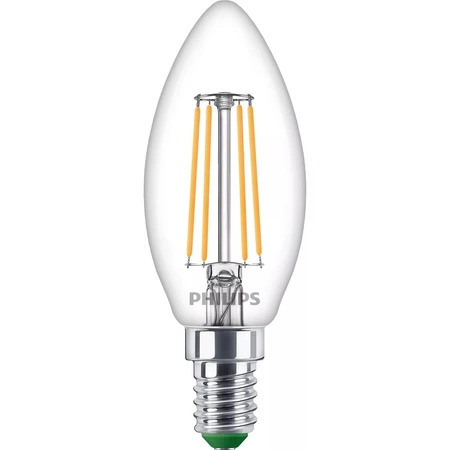 LED-Glühbirne E14 Kerze B35 2.3W = 40W 485lm 210lm/W 2700K Warm 300° CLASS A UltraEfficient Philips