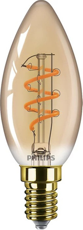 LED-Kerzenlampe E14 B35 3W = 25W 250lm 2200K warmes Filament bernsteinfarben PHILIPS dimmbar