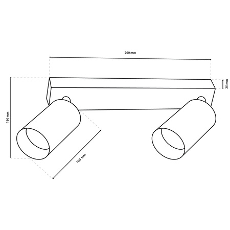 Deckenleuchte mit 2x GU10-Sockeln, Einbaustrahler HALOGEN schräg TABULA SPOT LUMILED